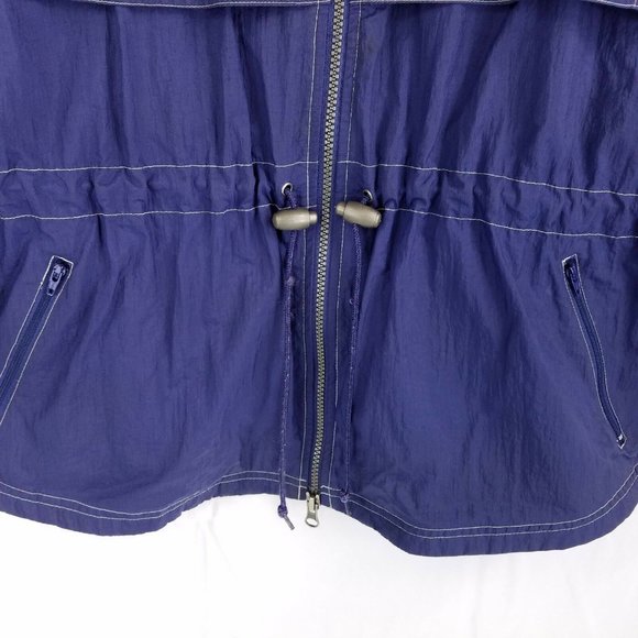 Vtg Reebok Spell Out Blue White Long Parka Nylon Windbreaker Jacket Mens Large - Picture 5 of 6